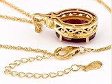 Lab Ruby with Red Diamonds 18k Yellow Gold over Sterling Silver Pendant with Chain 10.84ctw