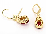 Lab Created Ruby with Red Diamonds 18k Yellow Gold Over Sterling Silver Earrings 4.04ctw