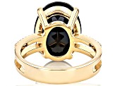 Black Spinel with White Zircon 18k Yellow Gold over Sterling Silver Ring 9.90ctw