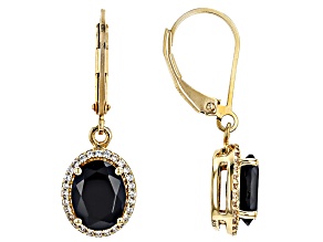 Black Spinel with White Zircon 18k Yellow Gold over Sterling Silver Earrings 4.12ctw