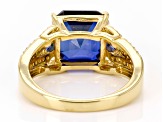 Blue Lab Created Sapphire 18k Yellow Gold Over Sterling Silver Ring 5.43ctw