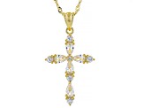 White Lab Created Sapphire 18k Yellow Gold Over Sterling Silver Pendant With Chain 1.51ctw