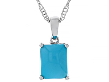 Picture of Blue Sleeping Beauty Turquoise Rhodium Over Sterling Silver Pendant With Chain