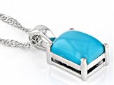 Blue Sleeping Beauty Turquoise Rhodium Over Sterling Silver Pendant With Chain