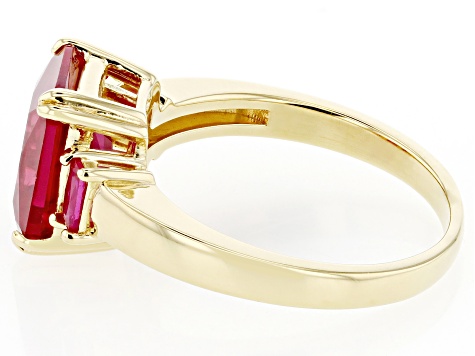 Lab Created Ruby 18k Yellow Gold Over Sterling Silver Ring 3.84ctw