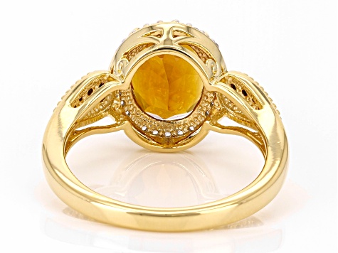 Madeira Citirine With Diamond and White Zircon 18k Yellow Gold Over Sterling Silver Ring 2.13ctw