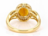 Maderia Citirine With Diamond and White Zircon 18k Yellow Gold Over Sterling Silver Ring 2.13ctw