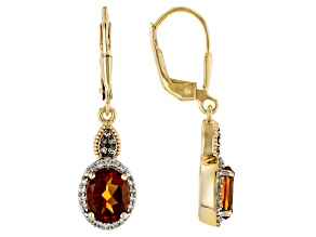 Maderia Citrine With Diamond & White Zircon 18k Yellow Gold Over Sterling Silver Earrings 2.40ctw