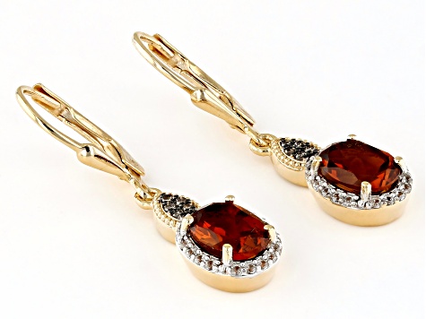 Maderia Citrine With Diamond & White Zircon 18k Yellow Gold Over Sterling Silver Earrings 2.40ctw