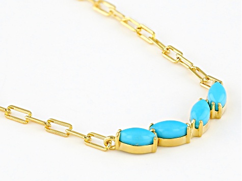 Blue Sleeping Beauty Turquoise 18k Yellow Gold Over Sterling Silver Necklace