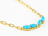 Blue Sleeping Beauty Turquoise 18k Yellow Gold Over Sterling Silver Necklace