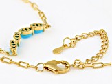 Blue Sleeping Beauty Turquoise 18k Yellow Gold Over Sterling Silver Necklace