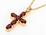 Red Garnet 18k Yellow Gold Over Sterling Silver Pendant With Chain 3.10ctw