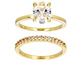 White Lab Created Sapphire 18k Yellow Gold Over Sterling Silver Ring Set 2.05ctw