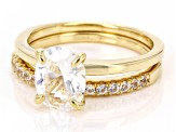 White Lab Created Sapphire 18k Yellow Gold Over Sterling Silver Ring Set 2.05ctw