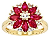 Lab Created Ruby With White Lab Sapphire 18k Yellow Gold Over Sterling Silver Ring 1.80ctw