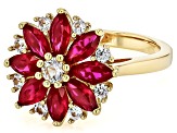 Lab Created Ruby With White Lab Sapphire 18k Yellow Gold Over Sterling Silver Ring 1.80ctw