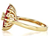 Lab Created Ruby With White Lab Sapphire 18k Yellow Gold Over Sterling Silver Ring 1.80ctw