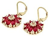 Lab Created Ruby With White Lab Created Sapphire 18k Yellow Gold Over Silver Earrings 3.60ctw