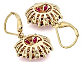 Lab Created Ruby With White Lab Created Sapphire 18k Yellow Gold Over Silver Earrings 3.60ctw