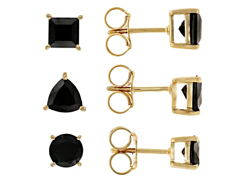 Black Spinel 18k Yellow Gold Over Sterling Silver Earrings Set 4.79ctw