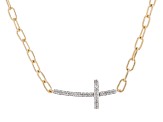 White Zircon 18k Yellow Gold Over Sterling Silver Necklace 0.31ctw