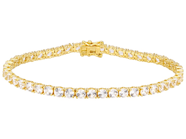 White Lab Created Sapphire 18k Yellow Gold Over Sterling Silver Bracelet 11.19ctw