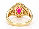 Pink Ethiopian Opal With White Zircon 18k Yellow Gold Over Sterling Silver Ring 1.36ctw
