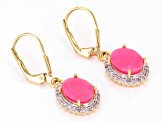 Pink Ethiopian Opal With White Zircon 18k Yellow Gold Over Sterling Silver Earrings 1.99ctw