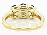 Green Moldavite 18k Yellow Gold Over Sterling Silver Ring 1.14ctw