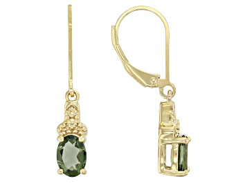 Picture of Moldavite 18k Yellow Gold Over Sterling Silver Earrings 1.05ctw