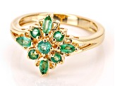 Emerald 18k Yellow Gold Over Sterling Silver Ring 0.53ctw