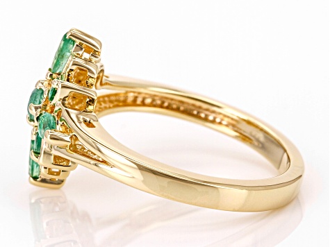 Emerald 18k Yellow Gold Over Sterling Silver Ring 0.53ctw