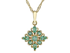 Emerald 18k Yellow Gold Over Sterling Silver Pendant With Chain 0.53ctw
