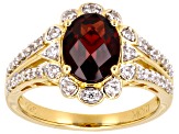 Garnet With White Zircon 18k Yellow Gold Over Sterling Silver Ring 2.46ctw