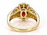 Garnet With White Zircon 18k Yellow Gold Over Sterling Silver Ring 2.46ctw