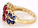 Mahaleo(R) Ruby & Mahaleo(R) Sapphire, Emerald &  Zircon 18k Yellow Gold Over Silver Ring 0.95ctw