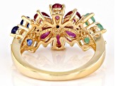 Mahaleo(R) Ruby & Mahaleo(R) Sapphire, Emerald &  Zircon 18k Yellow Gold Over Silver Ring 0.95ctw