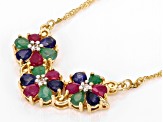 Mahaleo(R)Ruby, Mahaleo(R) Sapphire, Emerald and Zircon 18k Yellow Gold Over Silver Necklace 0.58ctw