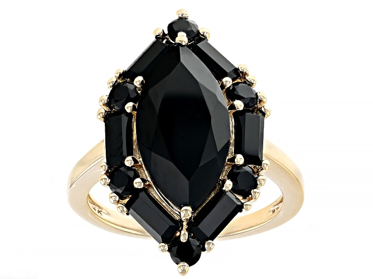 Black Spinel 18k Yellow Gold Over Sterling Silver Ring 6.29