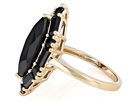 Black Spinel 18k Yellow Gold Over Sterling Silver Ring 6.29ctw