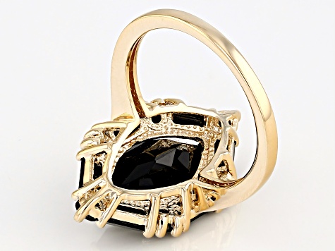 Black Spinel 18k Yellow Gold Over Sterling Silver Ring 6.29ctw