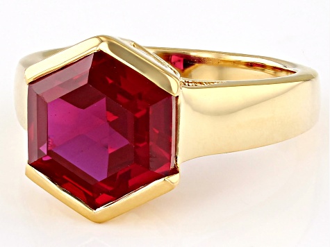 Lab Created Ruby 18K Yellow Gold Over Sterling Silver Ring 4.50ct