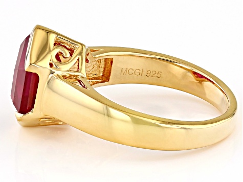 Lab Created Ruby 18k Yellow Gold Over Sterling Silver Ring 4.50ct