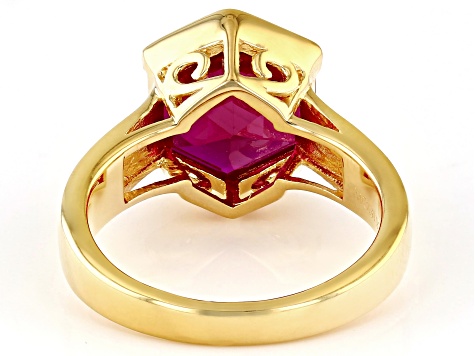 Lab Created Ruby 18k Yellow Gold Over Sterling Silver Ring 4.50ct