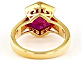 Lab Created Ruby 18k Yellow Gold Over Sterling Silver Ring 4.50ct