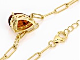 Amber 18k Yellow Gold Over Sterling Silver Paperclip Link Necklace