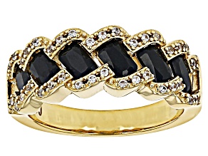 Black Spinel With White Zircon 18k Yellow Gold Over Sterling Silver Ring 1.61ctw