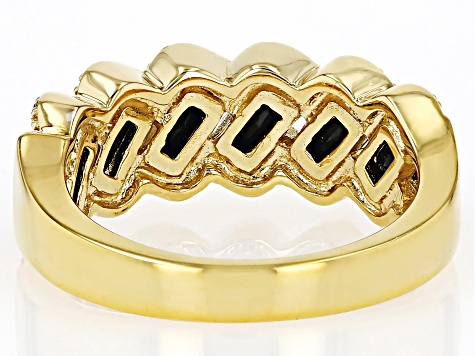 Black Spinel With White Zircon 18k Yellow Gold Over Sterling