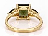 Green Moldavite 18k Yellow Gold Over Sterling Silver Ring 1.81ctw